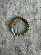 Petra Bracelet - Sandalwood / Peruvian Turquoise / Picture Jasper / Howlite / Shell