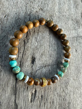 Petra Bracelet - Sandalwood / Peruvian Turquoise / Picture Jasper / Howlite / Shell