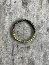 Petra Bracelet - Avocado Jasper / Bronzite / Gold Obsidian / Yellow Pietersite / Black Rutilated Quartz