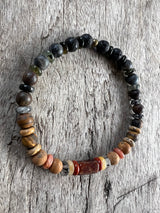Petra Bracelet - Lave Stone / Labradorite / Bronzite / Tiger's eye / Picture Jasper / Hessonite Garnet / Gold Obsidian / Black Rutilated Quartz / Sunstone / Red Jasper / Topaz