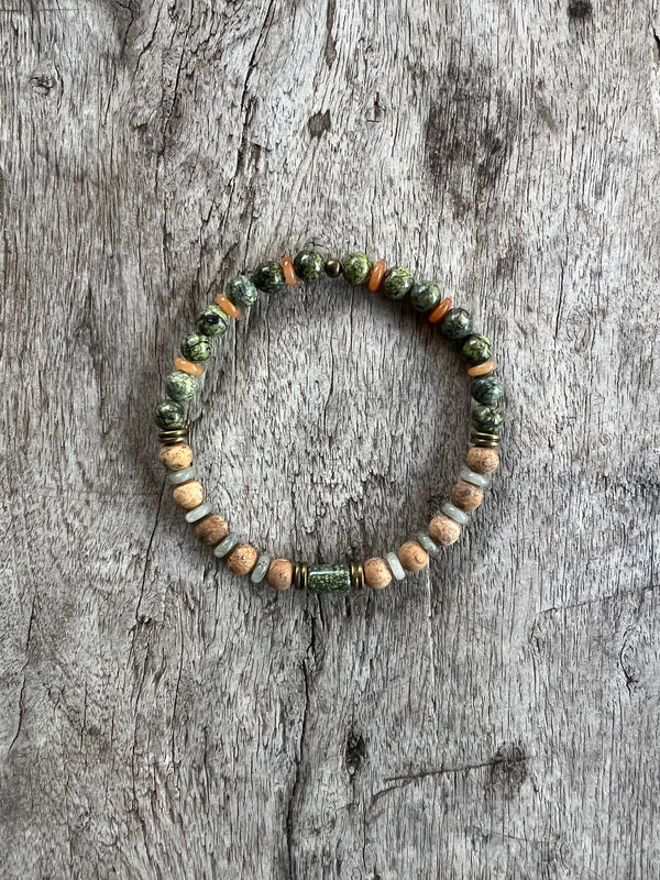 Petra Bracelet - Serpentine / Picture Jasper / Labradorite / Orange Aventurine