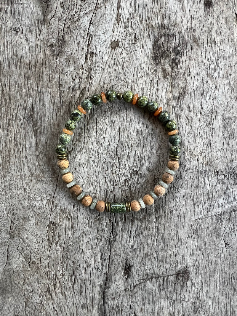 Petra Bracelet - Serpentine / Picture Jasper / Labradorite / Orange Aventurine