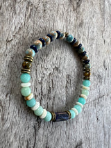 Petra Bracelet - Amazonite / Turqouise Sea Sediment Jasper / Topaz / Lapis Lazuli / Yellow Pietersite / Sodalite