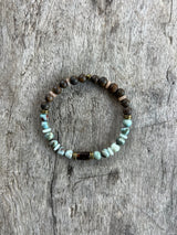 Petra Bracelet - Bronzite / Larimar / Amazonite / Sunstone / Hessonite Garnet