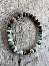 Petra Bracelet - Bronzite / Larimar / Amazonite / Sunstone / Hessonite Garnet