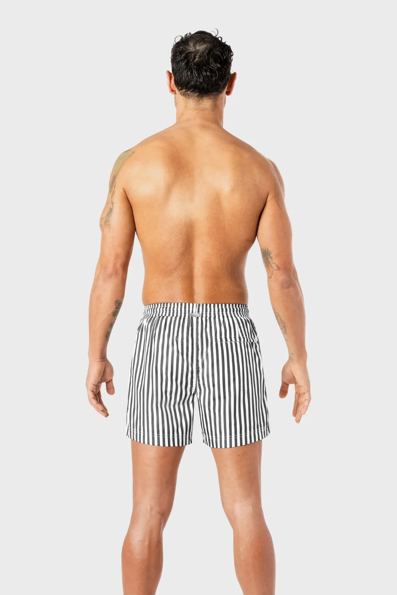 Navy striped Mid-Length Swim Shorts