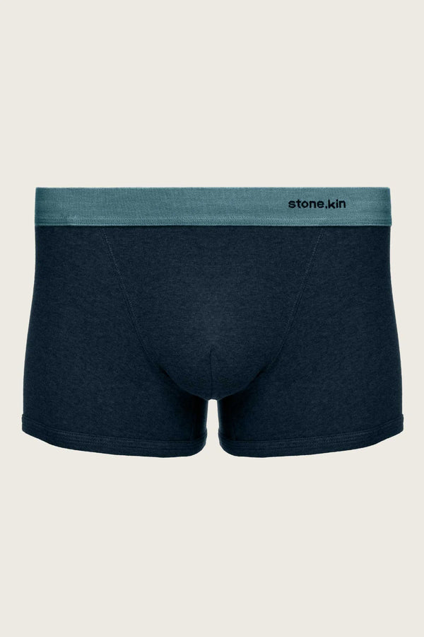 2 X BOXER BRIEF IN ORGANIC COTTON RIB - INDIGO & BROWN/CAMEL