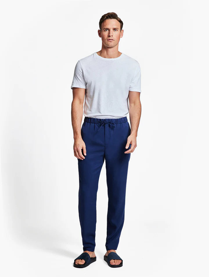 OSCAR LINEN TROUSERS - NAVY BLUE