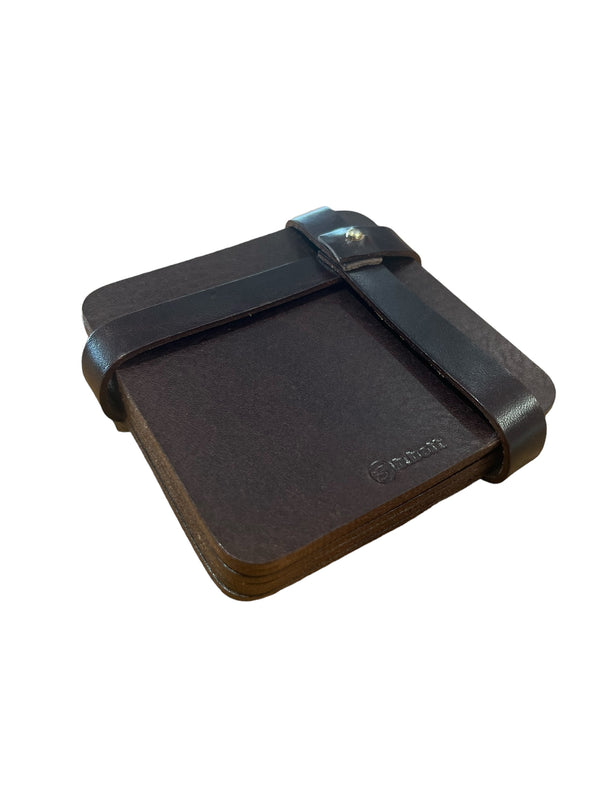 B Belt Leather Coasters - Dark Brown