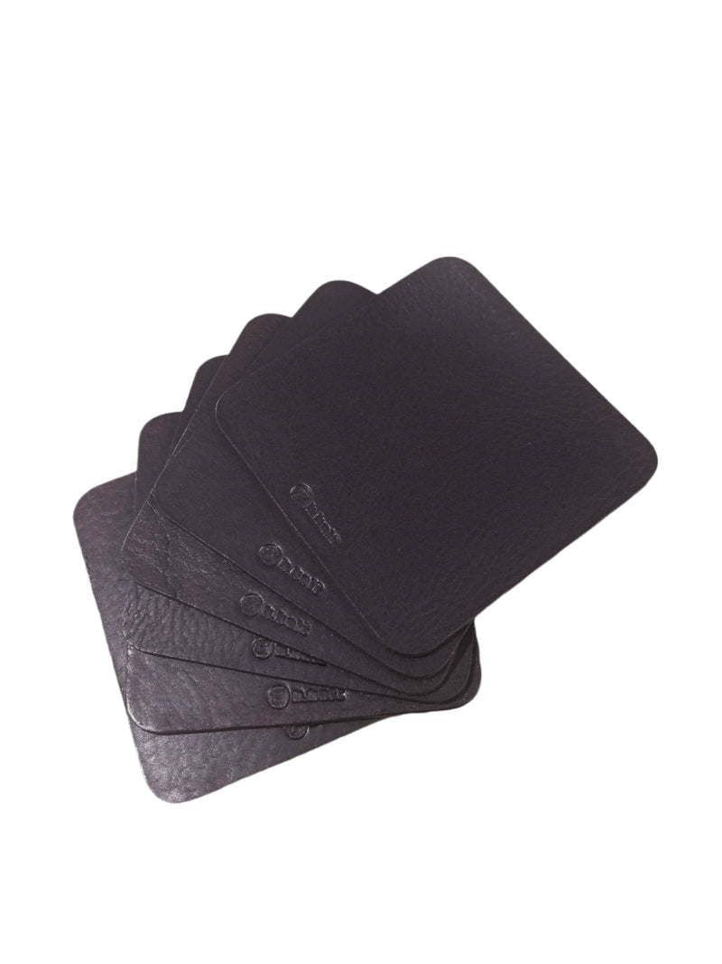 B Belt Leather Coasters - Dark Brown