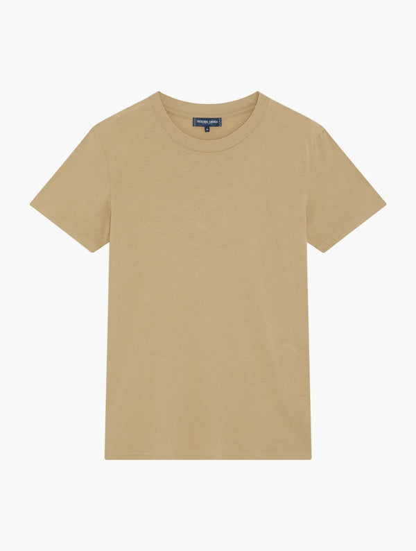 LUCIO LINEN-COTTON T-SHIRT - DRIED MOSS