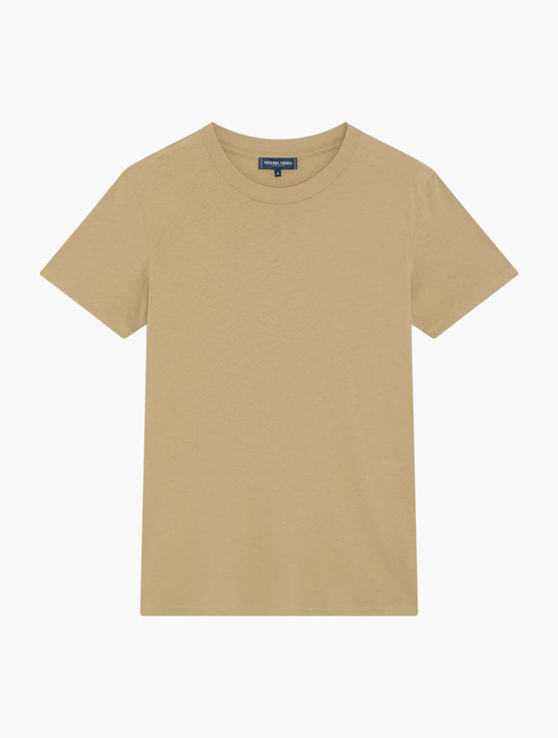 LUCIO LINEN-COTTON T-SHIRT - DRIED MOSS