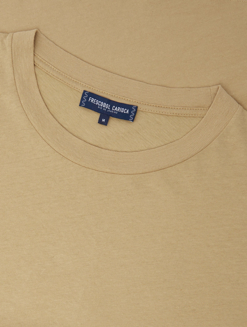 LUCIO LINEN-COTTON T-SHIRT - DRIED MOSS