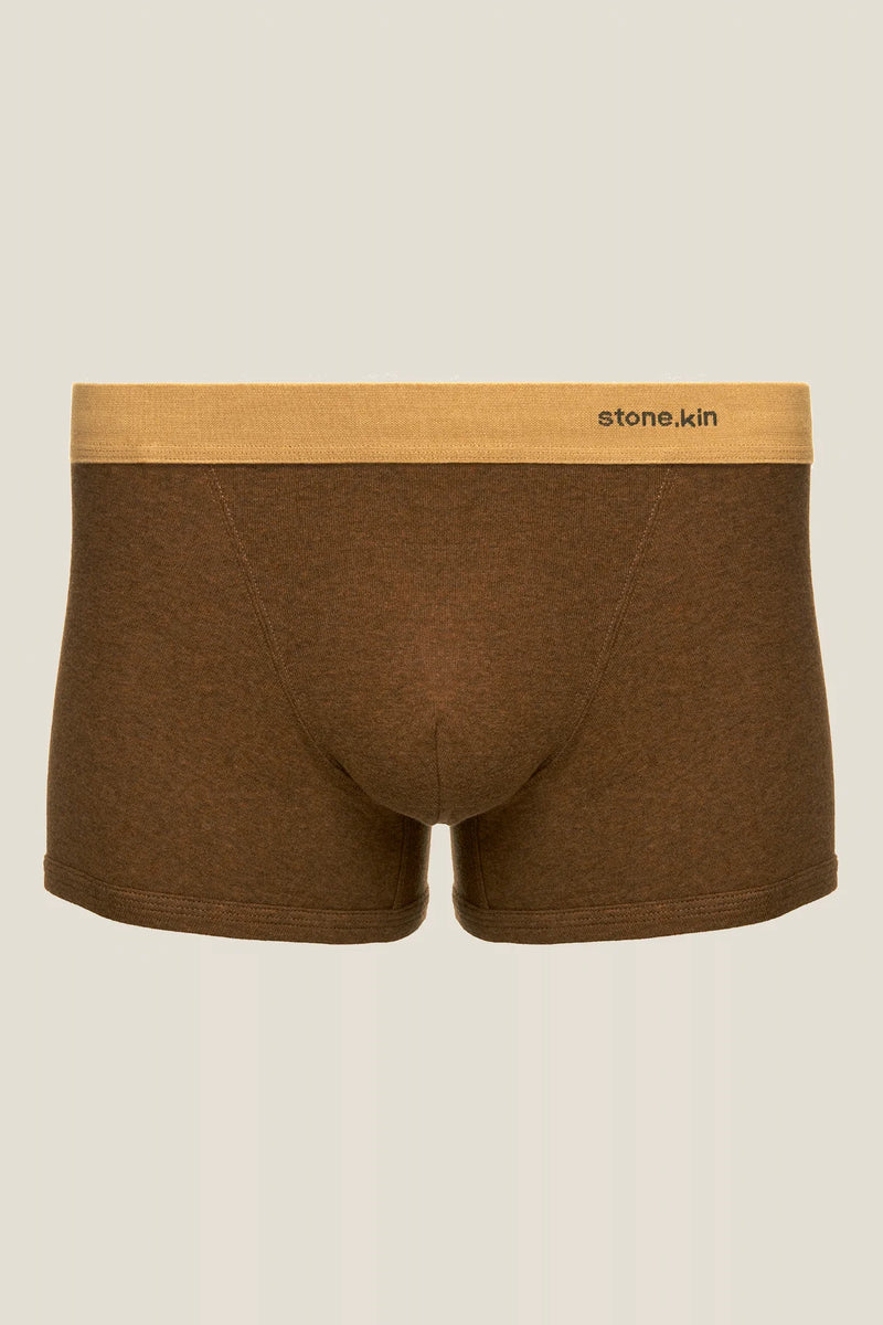 2 X BOXER BRIEF IN ORGANIC COTTON RIB - INDIGO & BROWN/CAMEL