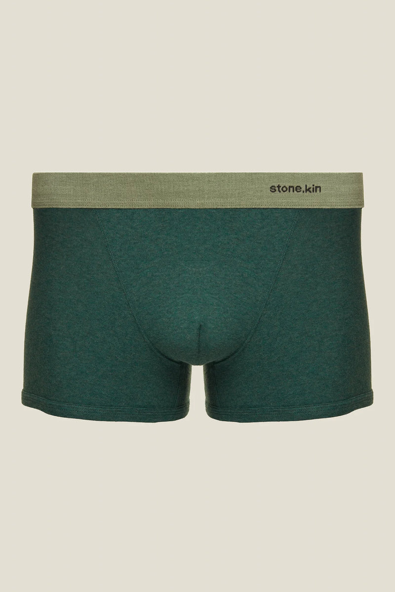 2 X BOXER BRIEF IN ORGANIC COTTON RIB - TEAL & BONE