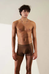 2 X BOXER BRIEF IN ORGANIC COTTON RIB - BROWN & CAMEL