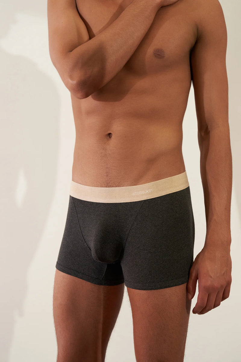 2 X BOXER BRIEF IN ORGANIC COTTON RIB - TAR/SAND & SAND