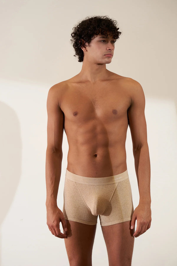 2 X BOXER BRIEF IN ORGANIC COTTON RIB - TAR/SAND & SAND