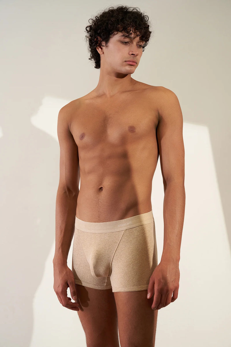 2 X BOXER BRIEF IN ORGANIC COTTON RIB - TAR/SAND & SAND