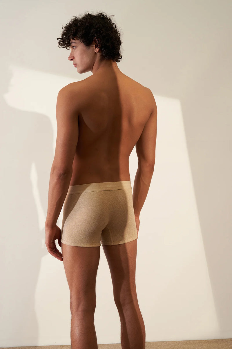 2 X BOXER BRIEF IN ORGANIC COTTON RIB - TAR/SAND & SAND