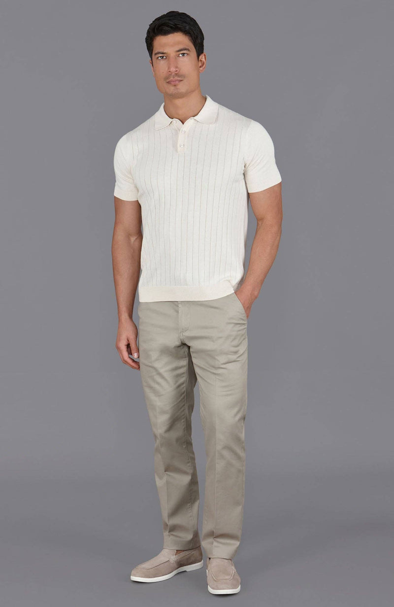 Ultra Fine Cotton Knit Polo Shirt - Ecru