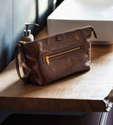 Leather Toiletries Bag - Mahogany