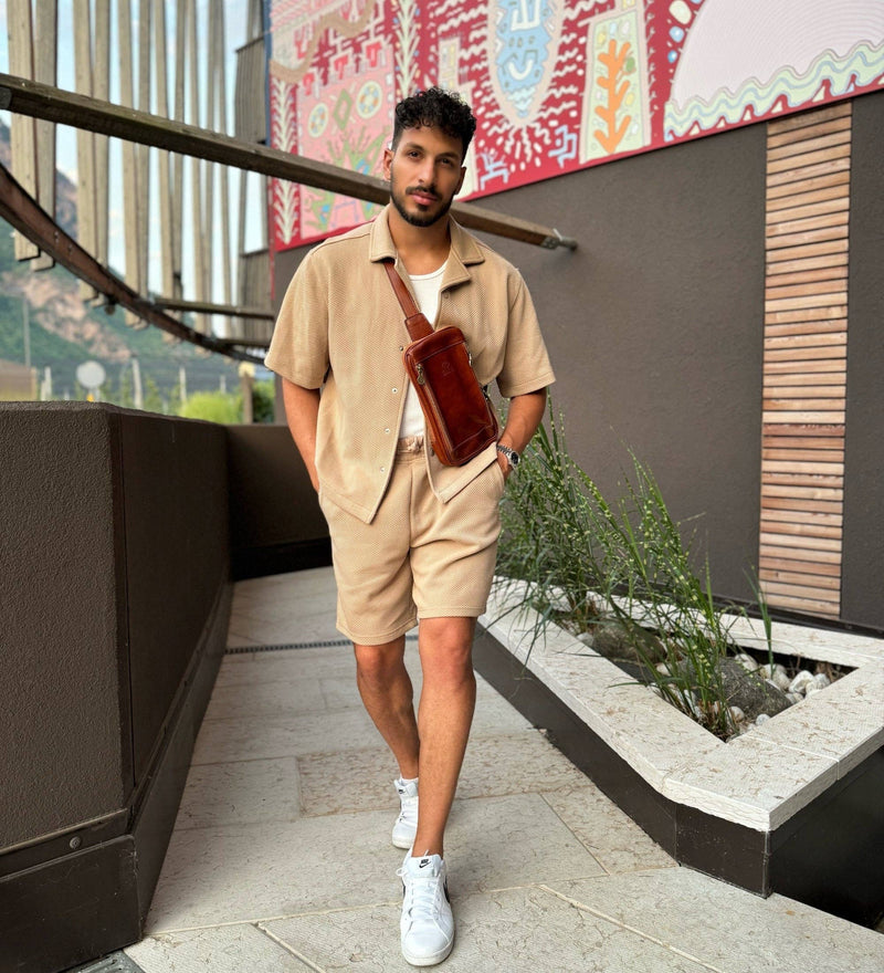 Leather Crossbody Bag - Mahogany