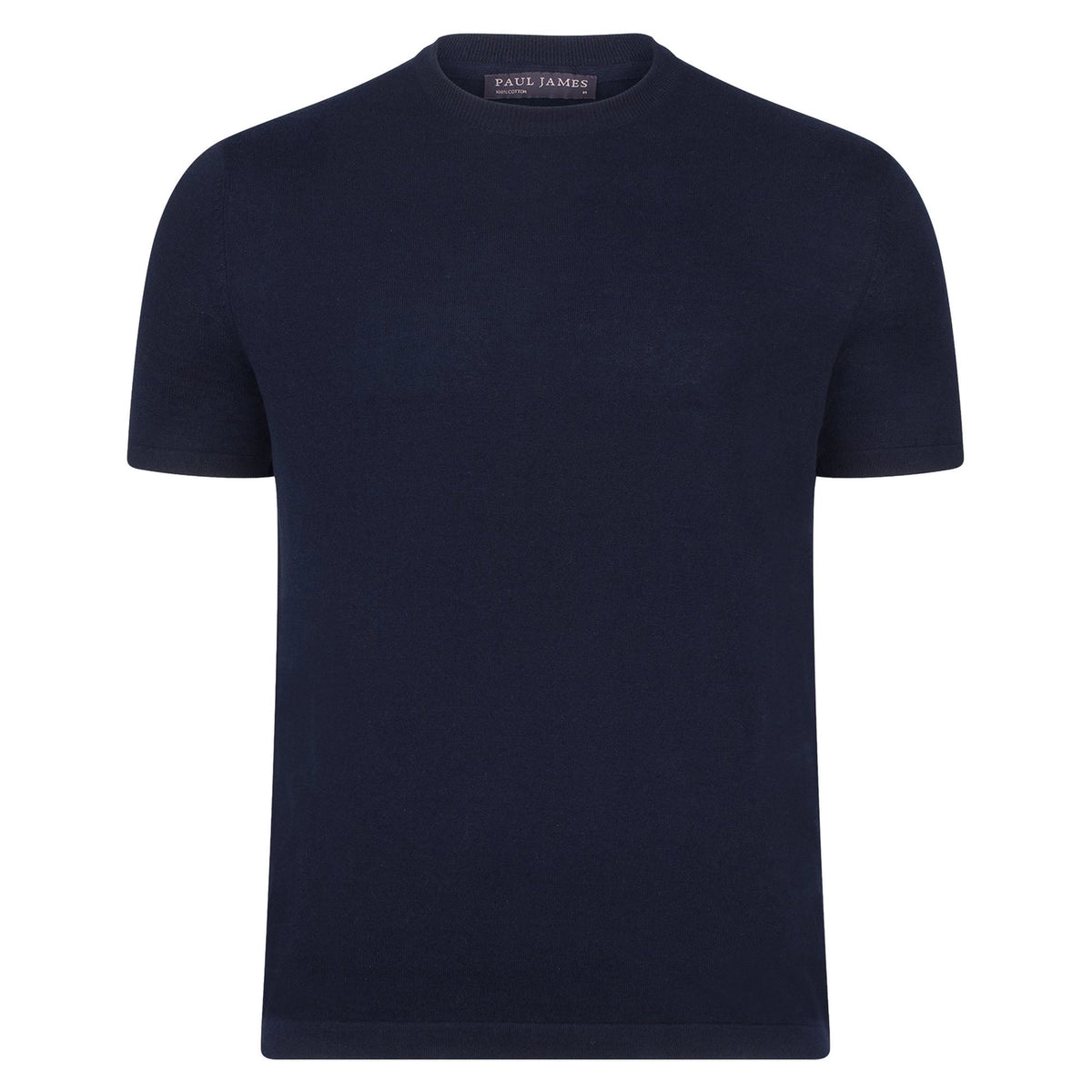 Ultra Fine Cotton Knitted T-Shirt - Navy