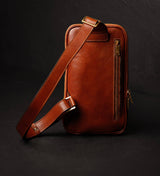 Leather Crossbody Bag - Mahogany