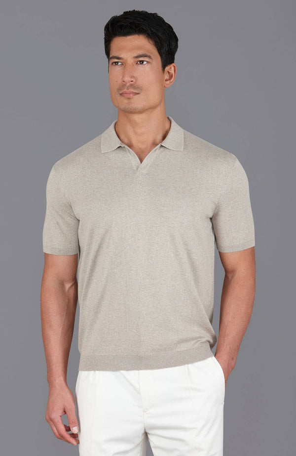 Ultra Fine Cotton Buttonless Polo Shirt - Fawn