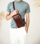 Leather Crossbody Bag - Mahogany