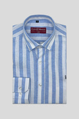 Striped Linen Shirt - Light Blue