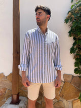 Striped Linen Shirt - Khaki
