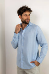 Linen Blend Shirt - Light Blue