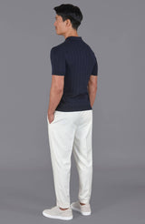 Ultra Fine Cotton Buttonless Polo Shirt - Navy