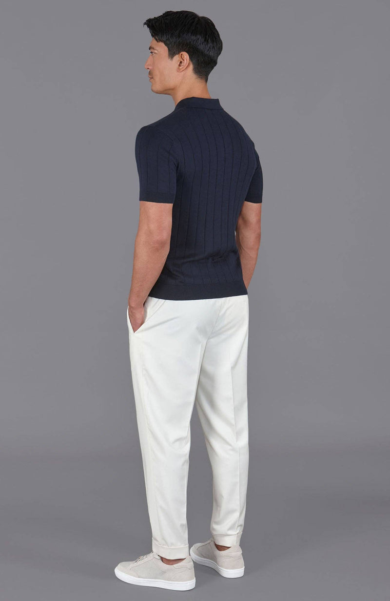 Ultra Fine Cotton Buttonless Polo Shirt - Navy