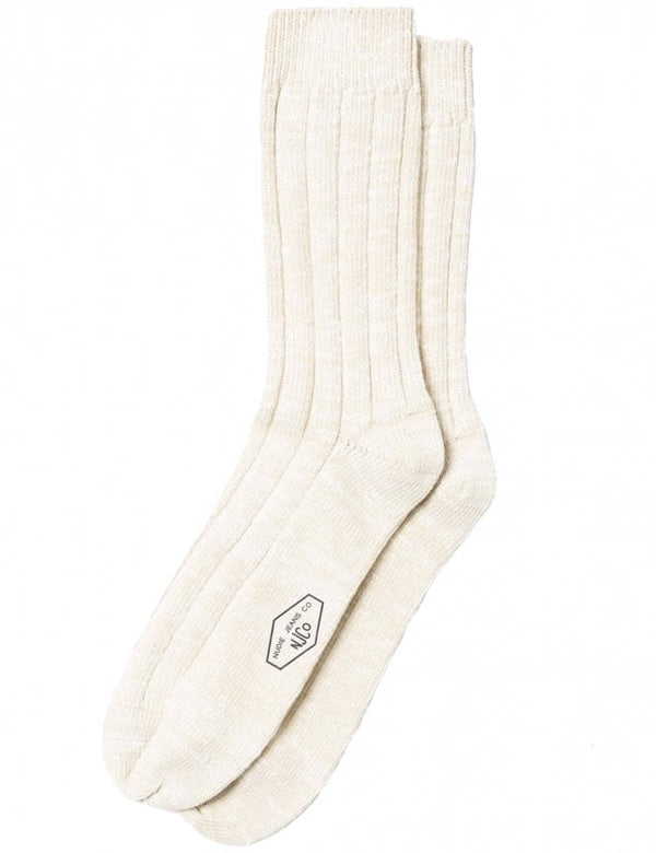 Nudie Broad Rib Socks - Off-White