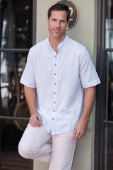 Rossi Short Sleeve Mandarin Shirt - White