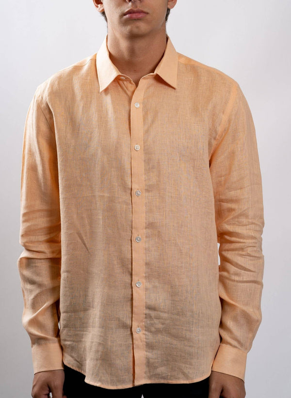 Linen Long Sleeve Shirt - Peach