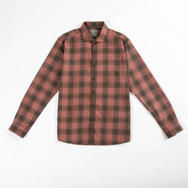 Plaid Long Sleeve Woven Shirt - Mauve