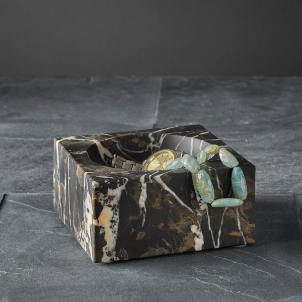 Black & Gold Marble 6" Honed Finish Catchall