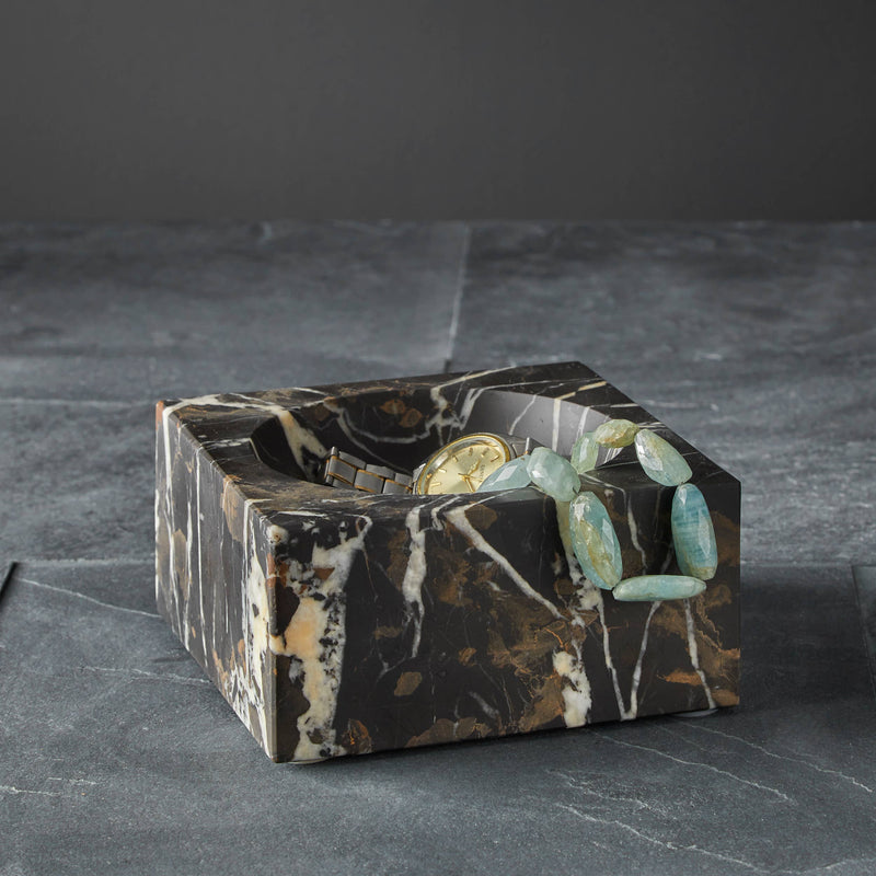 Black & Gold Marble 6" Honed Finish Catchall