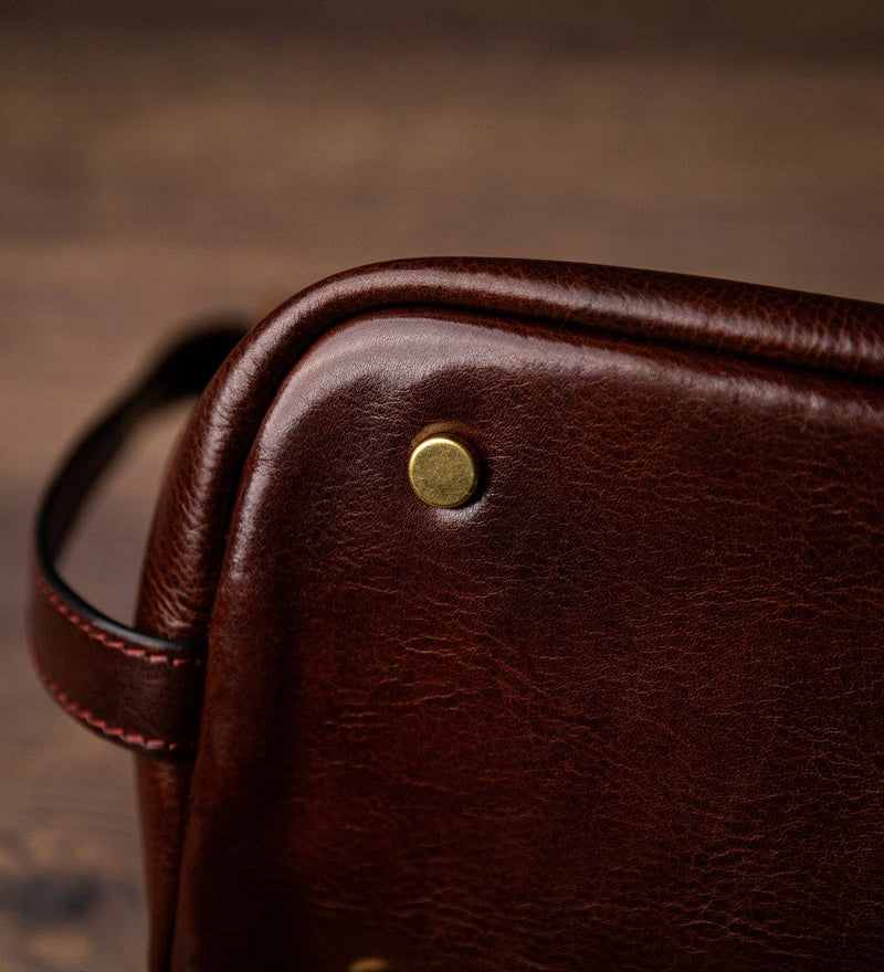 Leather Toiletries Bag - Mahogany