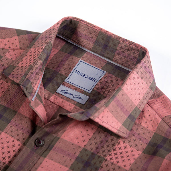 Plaid Long Sleeve Woven Shirt - Mauve