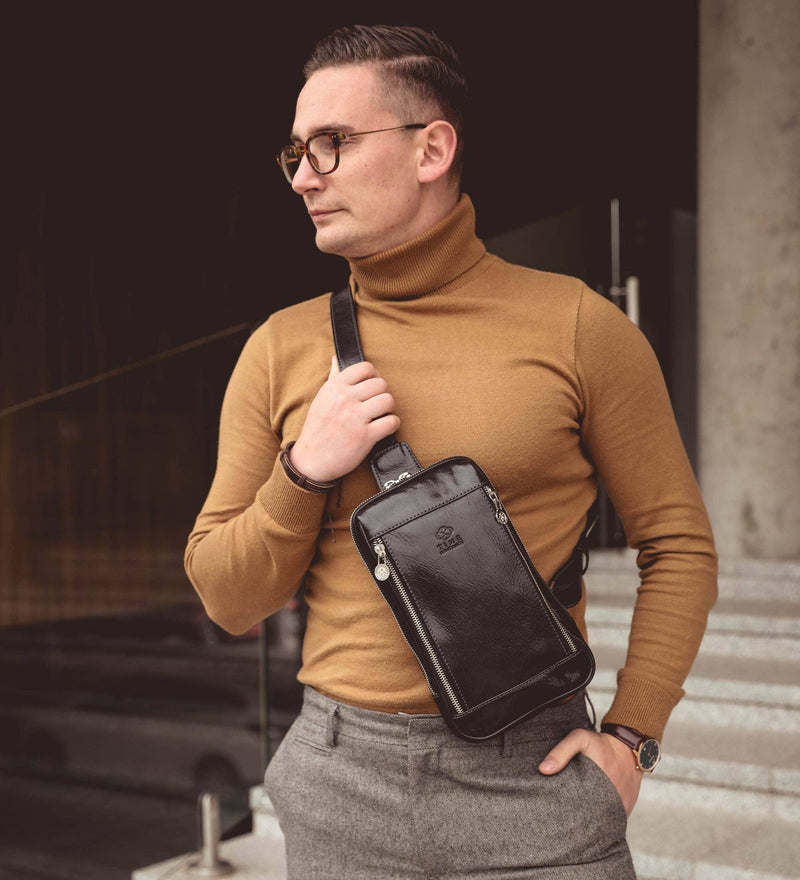 Leather Crossbody Bag - Mahogany