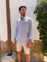 Striped Linen Shirt - Khaki