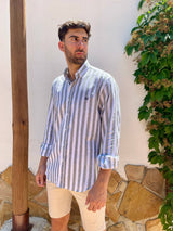 Striped Linen Shirt - Khaki
