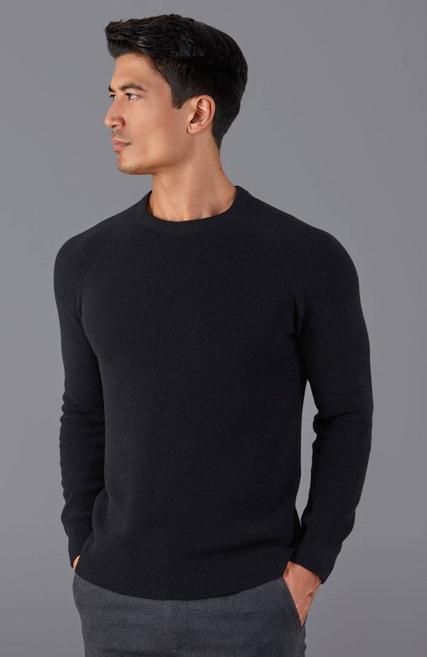 Lightweight Cotton Fisherman Rib Jumper - Navy