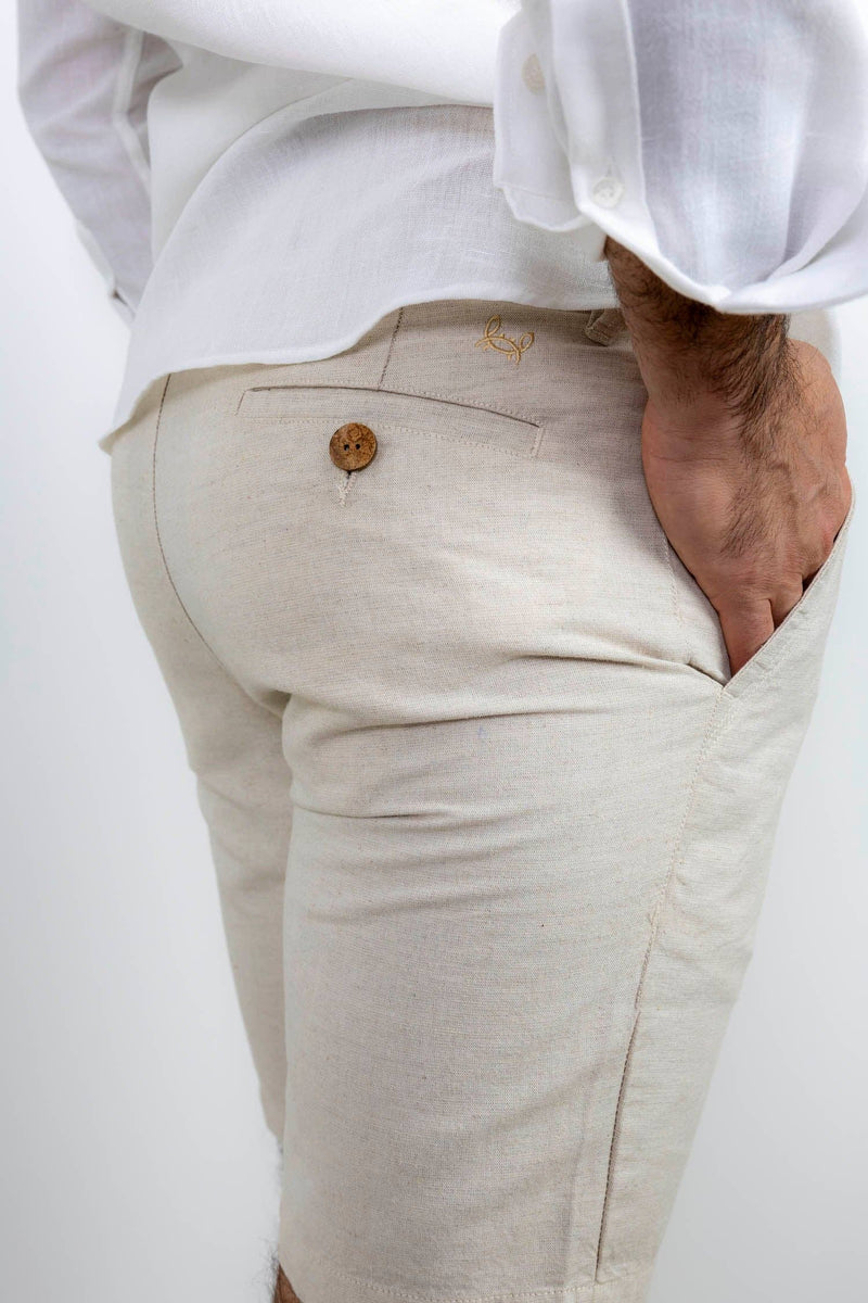 Linen Bermuda Shorts - Beige