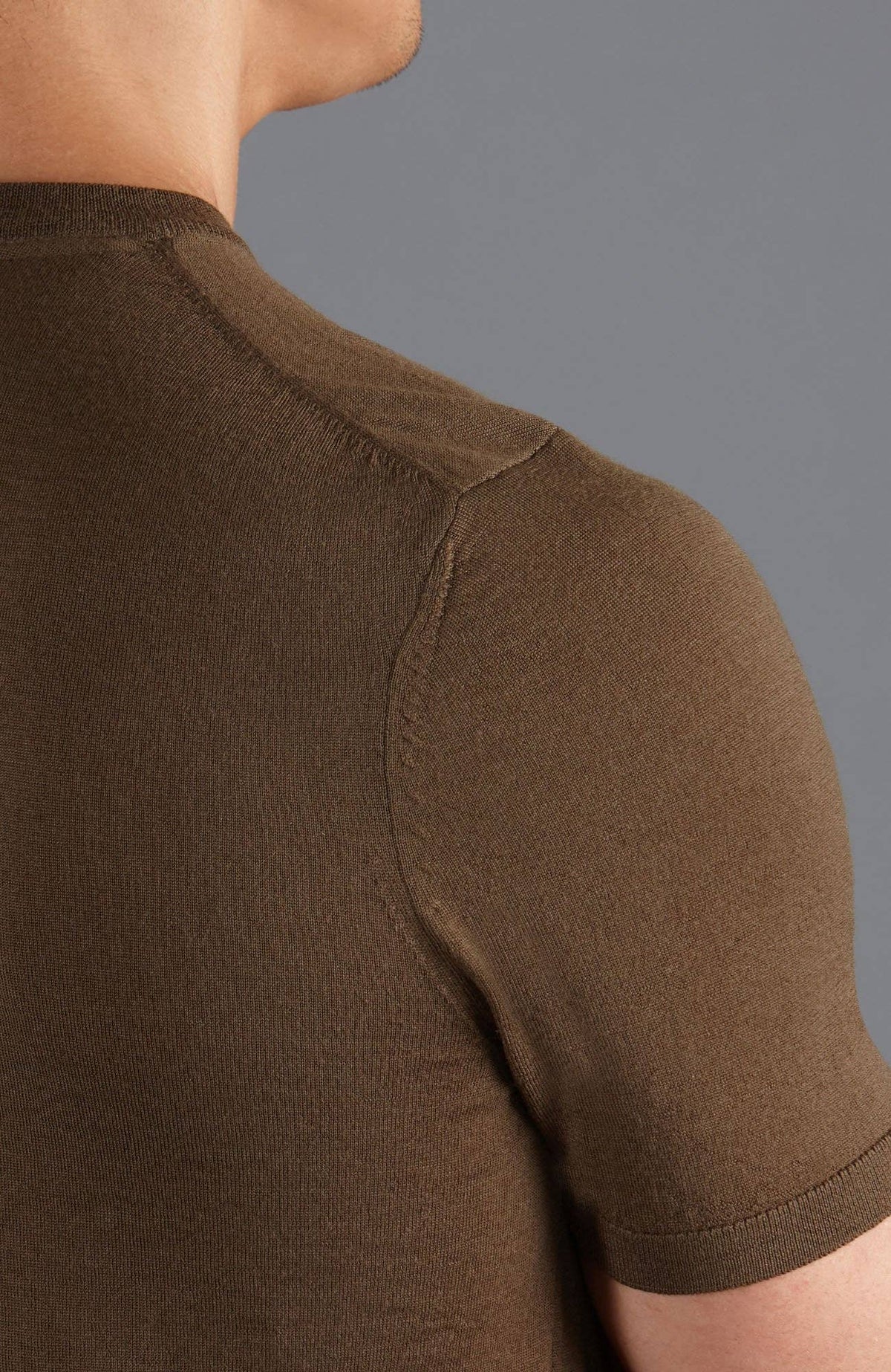 Superfine Merino Wool Knitted T-Shirt - Khaki